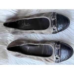 Attilio Giusti Leombruni Women's Flats Size 40 Taupe and Black Leather